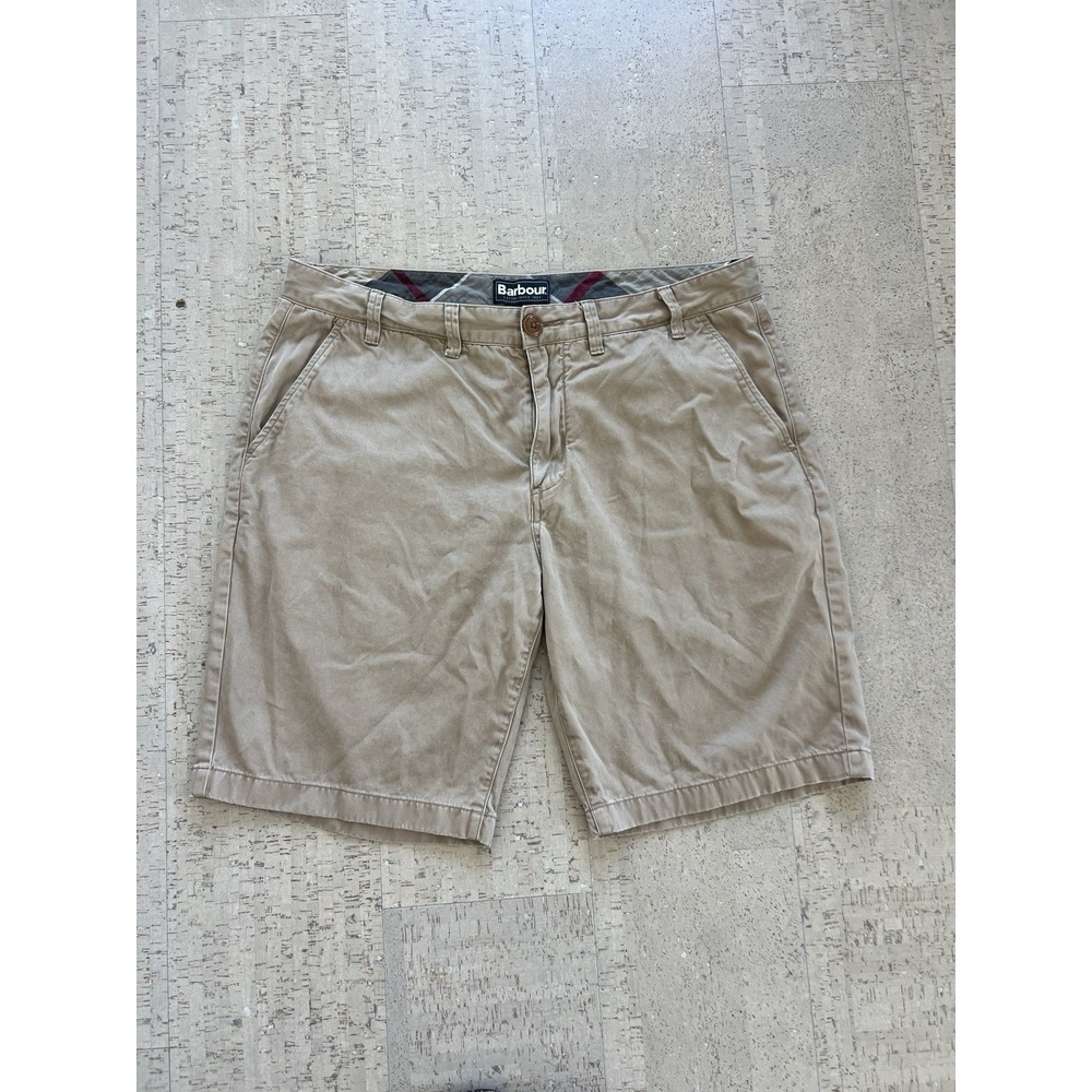 Barbour City Neuston Chino Shorts Mens 38 Khaki Stone Cotton MST0004